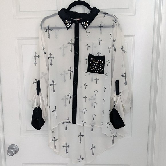 BONGO Tops - Plus Size Gothic Crosses Blouse